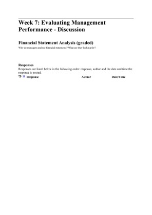 ACCT 346 Week 7 DQ 2 Financial Statement Analysis Devry