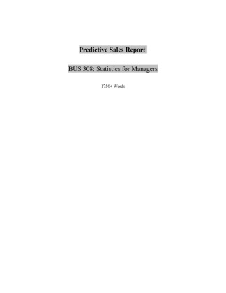 BUS 308 Week 5 Final Paper Predictive Sales Report ASHFORD