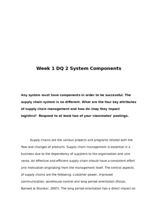 BUS 632 Week 1 DQ 2 System Components