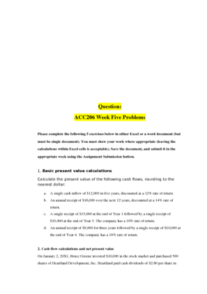 ACC 206 Week 5 Final Assignment; Problems