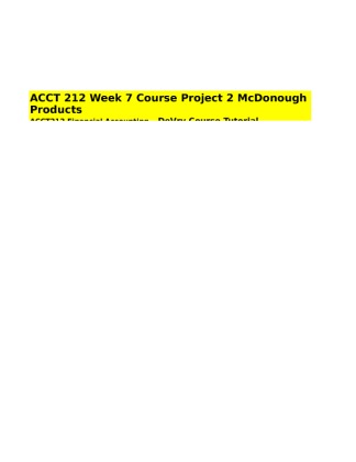 ACCT 212 Course Project 2 (McDonough Products)