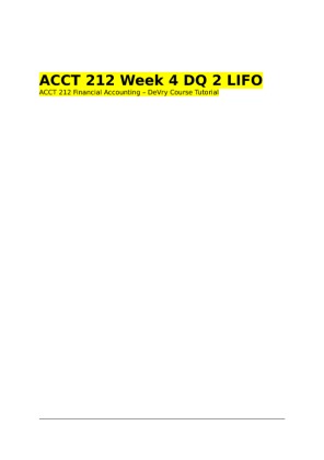 ACCT 212 Week 4 DQ 2 LIFO