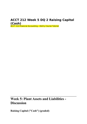 ACCT 212 Week 5 DQ 2 Raising Capital (Cash)