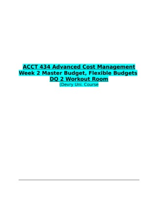ACCT 434 Week 2 DQ 2 (Workout Room)