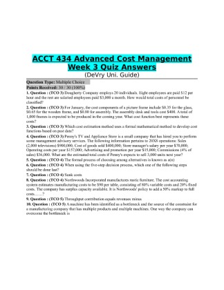 ACCT 434 Week 3 Quiz Answers