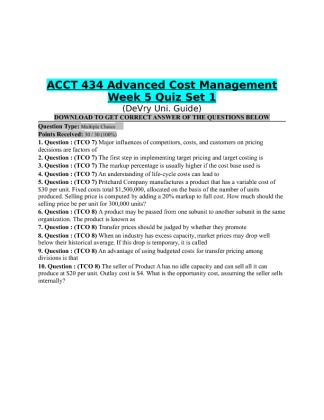 ACCT 434 Week 5 Quiz Set 1