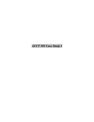 ACCT 505 Week 1 Case Study I; Top Switch Inc.
