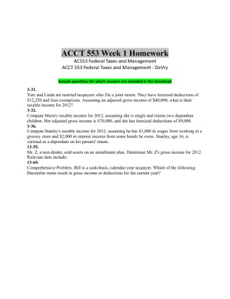 ACCT 553 Week 1 Homework