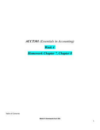 ACCT301 Week 4 Homework Chapter 7, Chapter 8