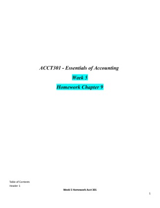 ACCT301 Week 5 Homework Chapter 9