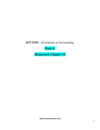 ACCT301 Week 6 Homework Chapter 10