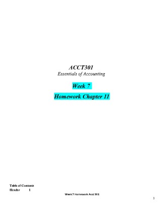 ACCT301 Week 7 Homework Chapter 11