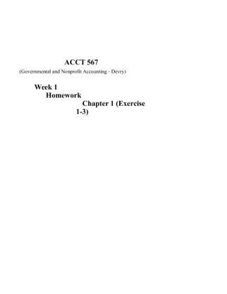 ACCT567 Week 1 Homework Chapter 1 (Exercise 1 3)