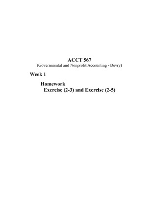 ACCT567 Week 1 Homework Exercises (2 3) and Exercise (2 5)