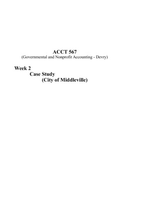 ACCT567 Week 2 Case Study I (City of Middleville)