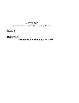 ACCT567 Week 2 Homework Problems 3 9 and 4 4, 4 6, 4 10