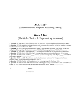 ACCT567 Week 3 Test (Multiple Choice & Explanatory)