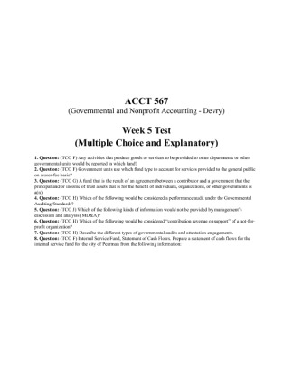 ACCT567 Week 5 Test (Multiple Choice & Explanatory)