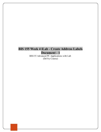 BIS 155 Week 4 iLab (Create Address Labels 1)