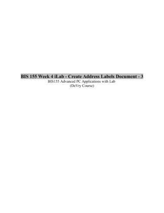 BIS 155 Week 4 iLab (Create Address Labels 3)