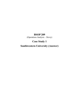 BSOP 209 Case Study 1 Southwestern University (Answer)