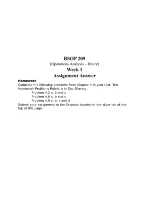 BSOP 209 Week 1 Assignment Answer