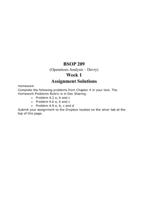 BSOP 209 Week 1 Assignment Solutions
