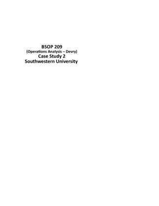 BSOP 209 Week 7 Case Study 2; Southwestern University (Answer Worksheet)