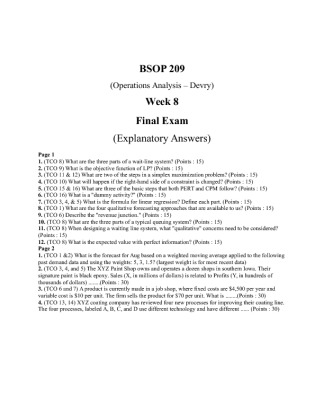 BSOP 209 Week 8 Final Exam (Explanatory Answers)