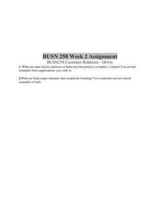 BUSN 258 Week 2 Assignment
