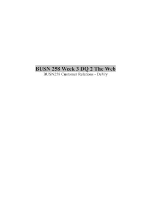 BUSN 258 Week 3 DQ 2 The Web