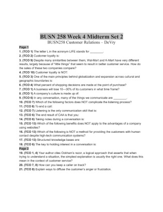 BUSN 258 Week 4 Midterm   Set 2