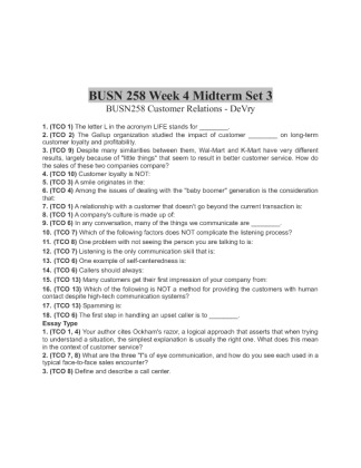 BUSN 258 Week 4 Midterm   Set 3