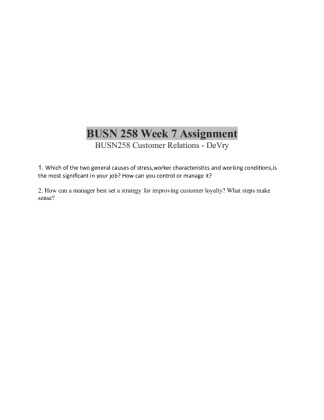 BUSN 258 Week 7 Assignment