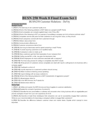 BUSN 258 Final Exam   Version 1