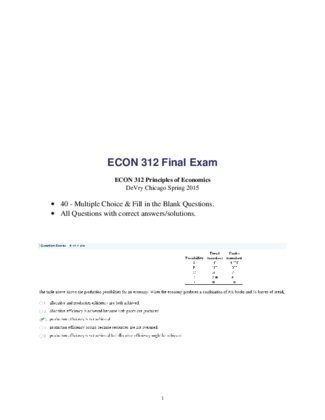 ECON 312 Final Exam (40 - Multiple Choice & Fill in the Blank)