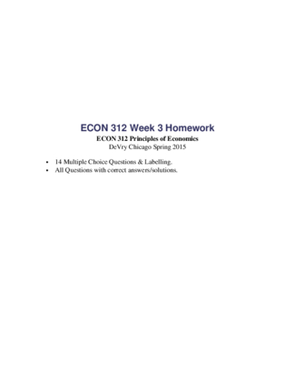 ECON 312 Week 3 Homework (14 - MCQs/Labelling Answers)