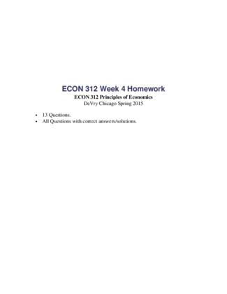 ECON 312 Week 4 Homework (13 - MCQs/Answers)
