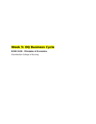 ECON 312N Week 5 Discussion Board 1 Business Cycle