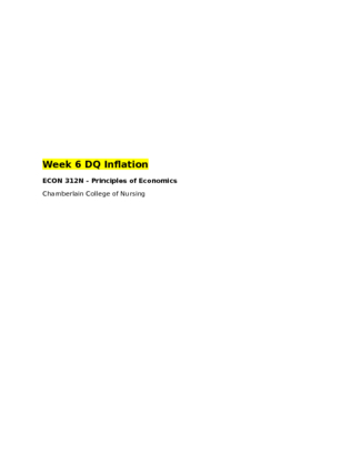 ECON 312N Week 6 Discussion Board Inflation