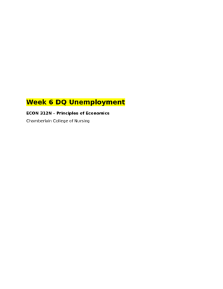 ECON 312N Week 6 Discussion Board Unemployment