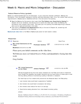 ECON 545 Week 6 DQ 1 Federal Reserve Policy (Spring 2016)