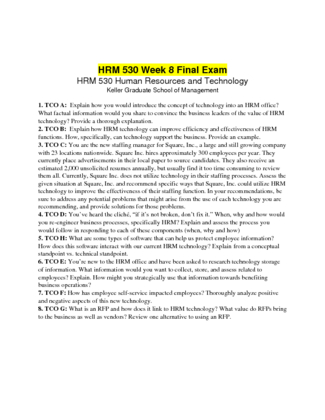 HRM 530 Week 8 Final Exam