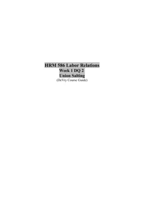 HRM 586 Week 1 DQ 2  (Union Salting)