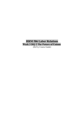 HRM 586 Week 3 DQ 2 (The Future of Unions)