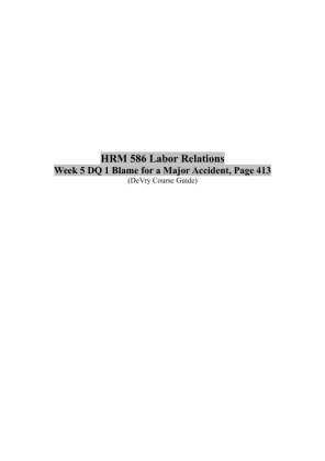 HRM 586 Week 5 DQ 1 (Blame for a Major Accident, Page 413)