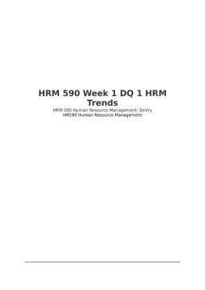 HRM 590 Week 1 DQ 1 HRM Trends