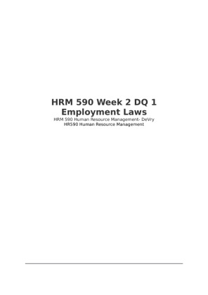 HRM 590 Week 2 DQ 1 Employment Laws