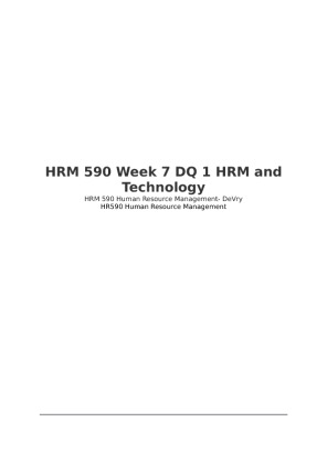 HRM 590 Week 7 DQ 1 HRM and Technology