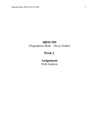 HRM 595 Week 2 Assignment; Field Analysis